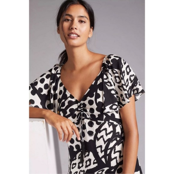 NWT ANTHROPOLOGIE Farm Rio Flutter-Sleeved Maxi Dress - Picture 2 of 9